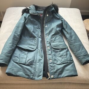 Peuterey slim fit parka jacket with fur, size 42